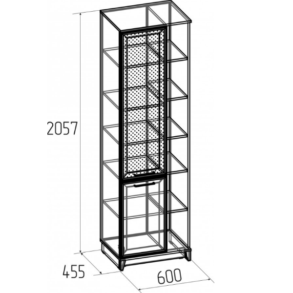 Aurelio 1 Шкаф МЦН Белый-Блеквуд Сатиновый/Глазово