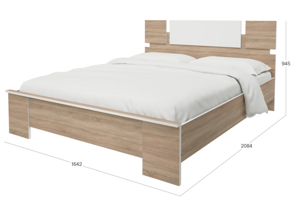 Оливия СТЛ.109.08 Кровать 1600*2000 Дуб сонома/Белый (без основания)