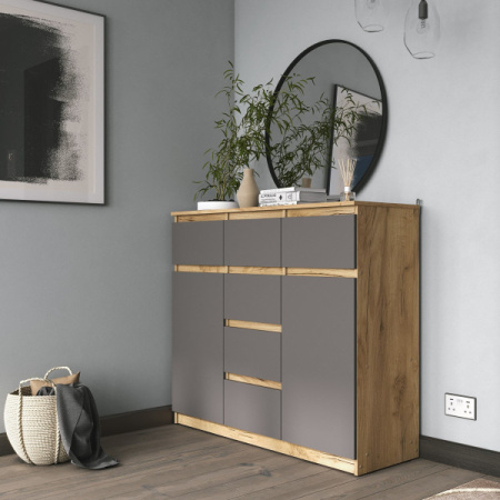 Тумба ТБ22 Сити серый графит/дуб крафт золотой