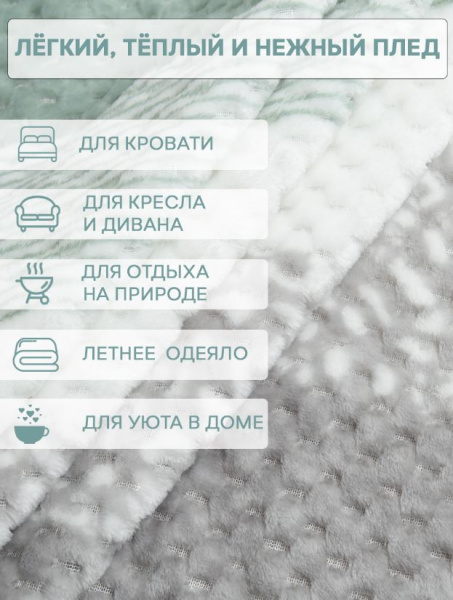 Плед Absolute  фланель жаккард печатн. 1,5 сп 90689