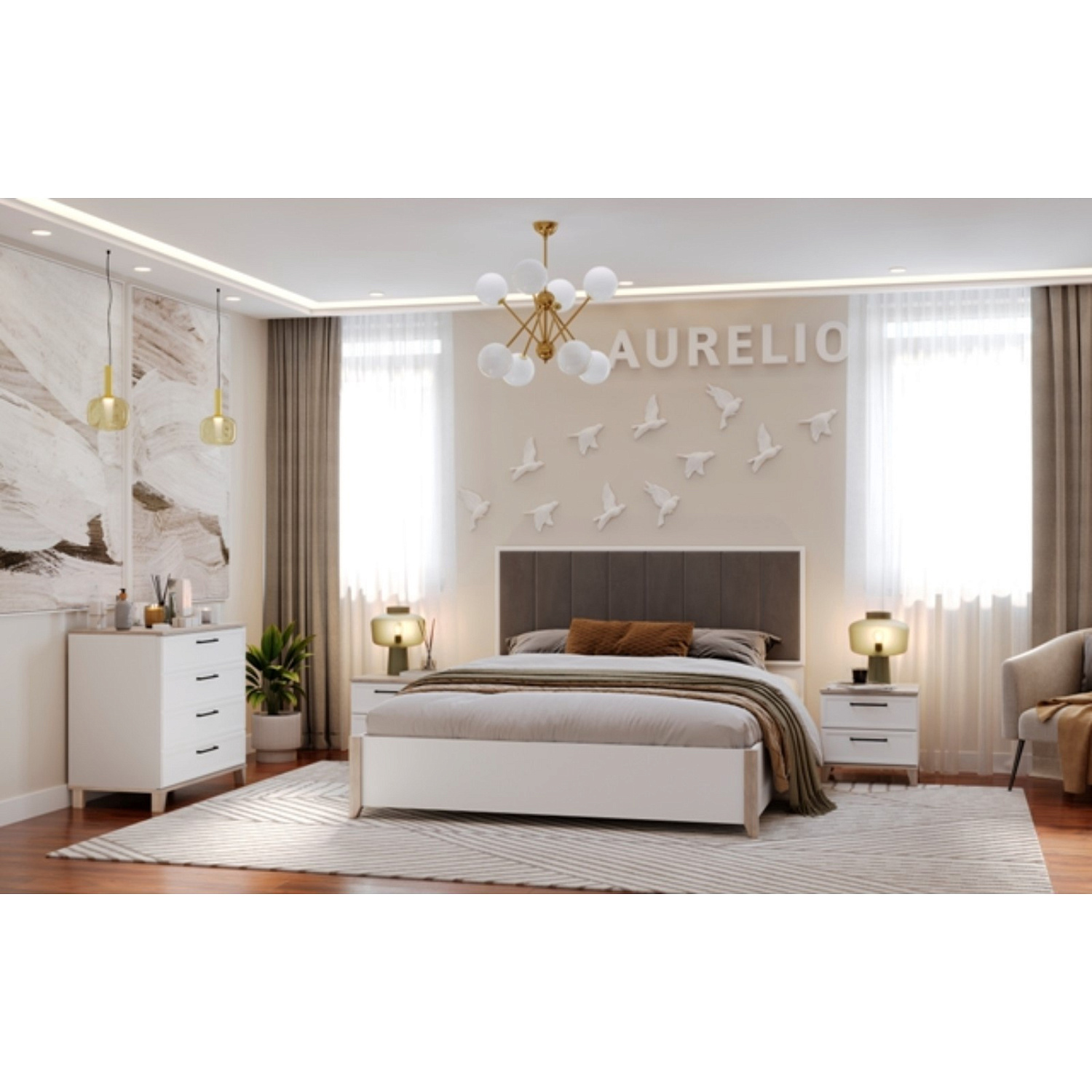 AURELIO 41 Тумба прикроватная Белый/Блеквуд Сатиновый