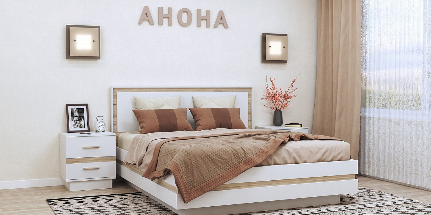 Анона 2 Тумба прикроватная Белый/Дуб Сонома