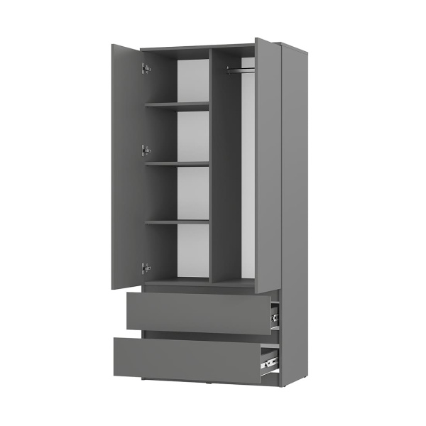 Шкаф 2-х створчатый Симпл ШК-03 (802*1900*514мм) лдсп графит