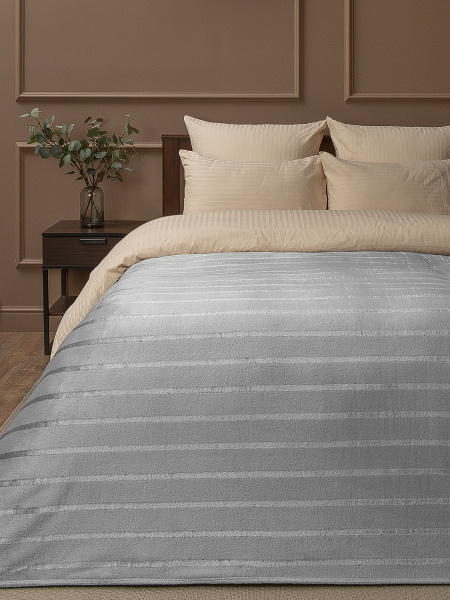 Плед Texrepublic фланель однотон страйп Серый 200*220