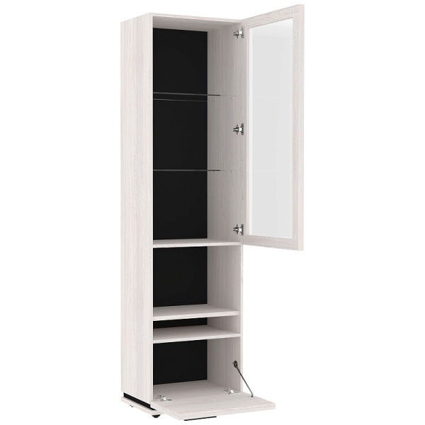 Nature 13(гостиная) Шкаф для посуды ((01)Ясень анкор светлый-Черный)