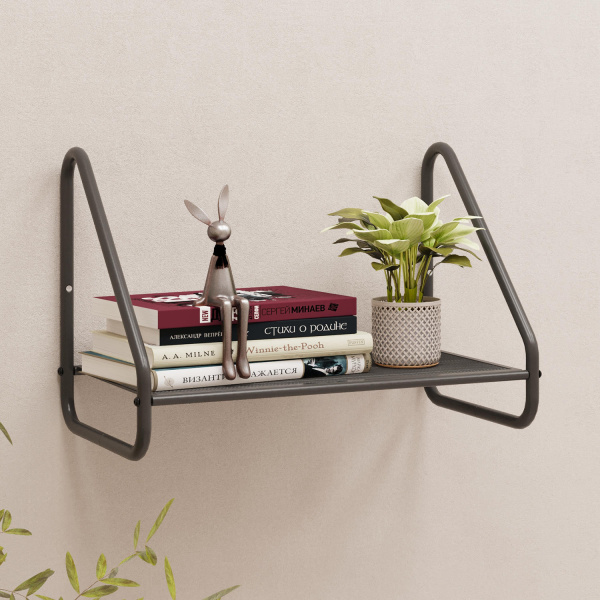 Полка настенная Барселона 11/Графит/450х245 х300