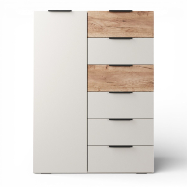 Комод Севиль 1 дв.6 ящ/Кашемир/Дуб крафт