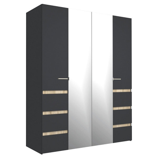 Анона 8 Шкаф д/одежды и белья 4 дв. Антрацит/Дуб Сонома
