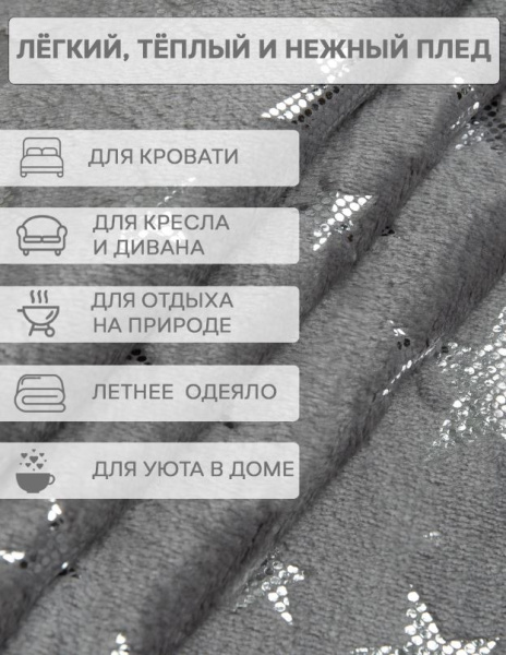 Плед Texrepublic фланель лазер 1,5сп 93430