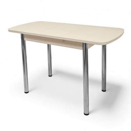 Стол ПГ-мини СТ 960(+300)*600, ЛДСП Дуб молочный, Стекло Песочное/ хром 