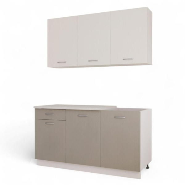 Кухня Комплект №2/1 Кашемир/Дуб Латте/Дуб Мокко(столеш Берилл беж, без мойки)1,5 м