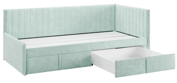 Кровать Твикс (Тахта)  с ящиками 90х200 см мята (велюр)