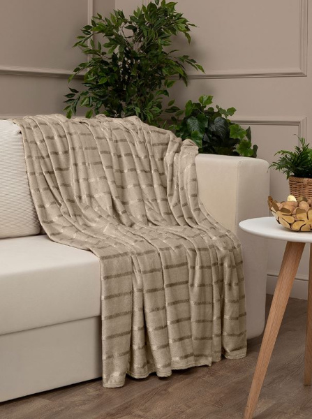 Плед Texrepublic фланель однотон страйп 200*220 94347